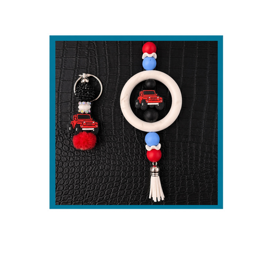 Red Jeep Car Charm & Keychain