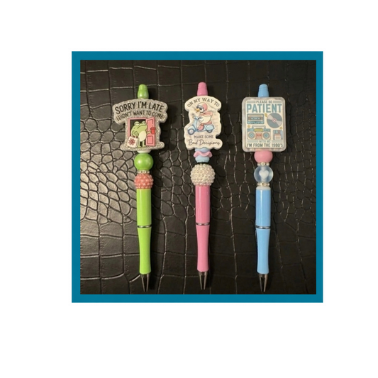 Cute Saying Acrylic Flatback Pens