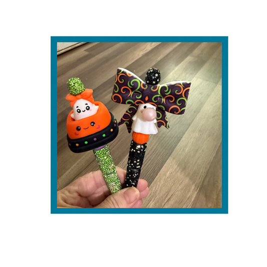 Spooky Season Beaded Pen Set — Handmade Halloween Pens