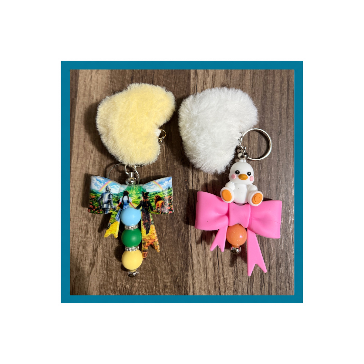 Wizard & Duck Beaded Pom-Pom Keychains