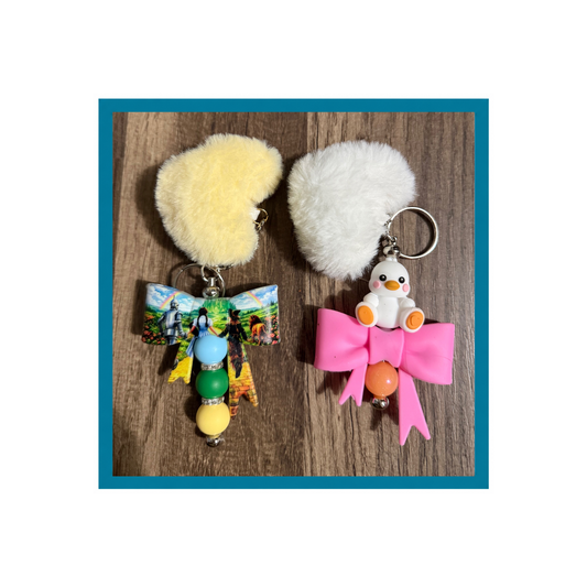 Wizard & Duck Beaded Pom-Pom Keychains