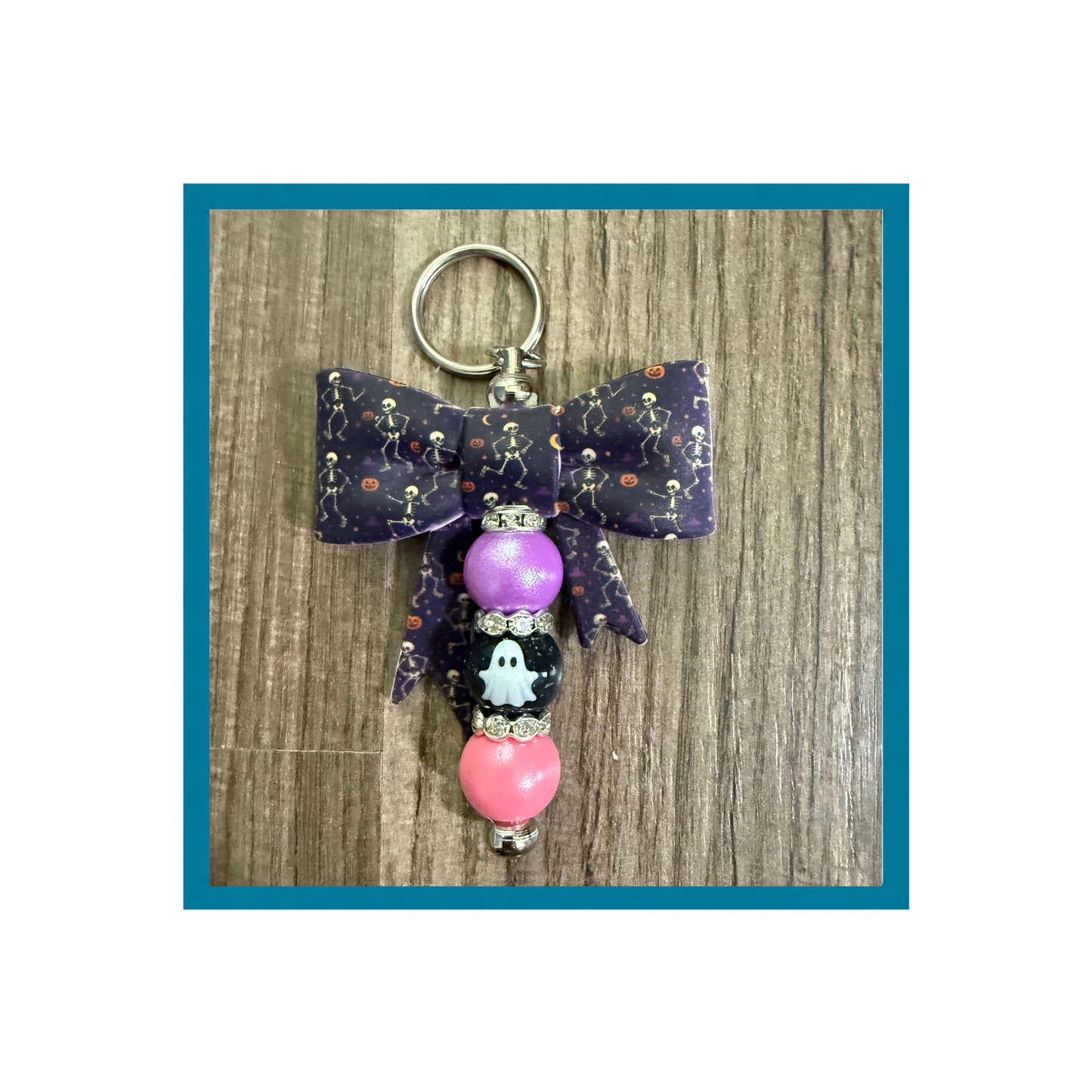 Halloween Bow Beaded Keychain