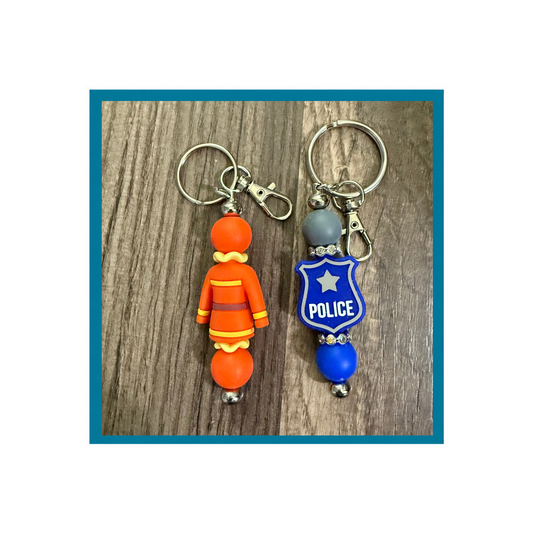 Firefighter & Police Beaded Keychains