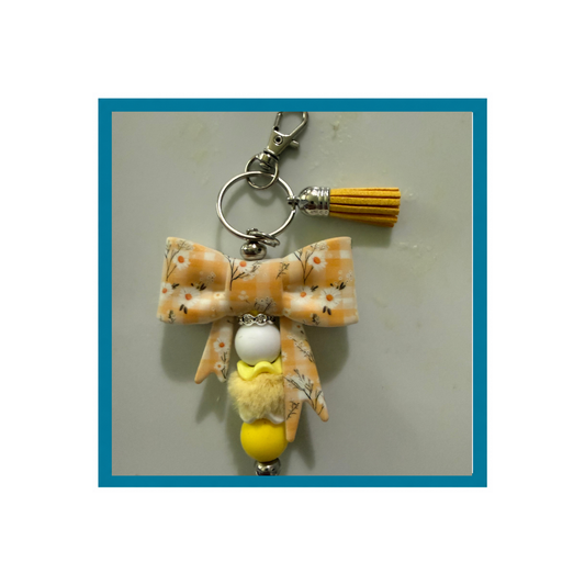 Yellow Floral Bow Keychain
